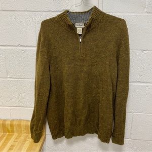 L.L. Bean Shetland Wool Quarter Zip Sweater Large
